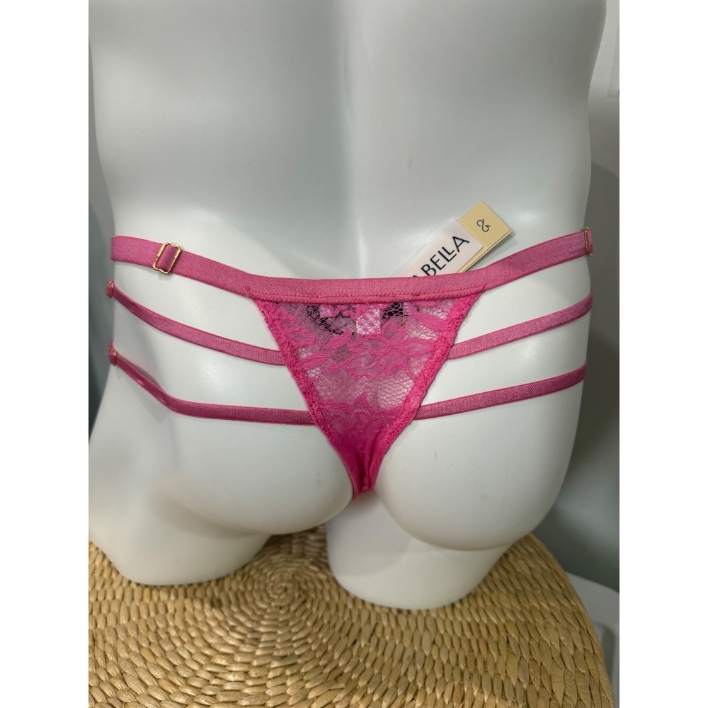 Cosabella Never Say Never Floral Lace Strappy Thong Pink Luxury Lingerie M - Picture 11 of 16
